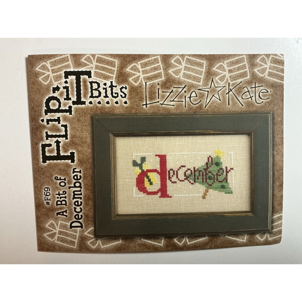 Lizzie Kate Flip It Bits DECEMBER Counted X Stitch Pattern Button Charm Thread
